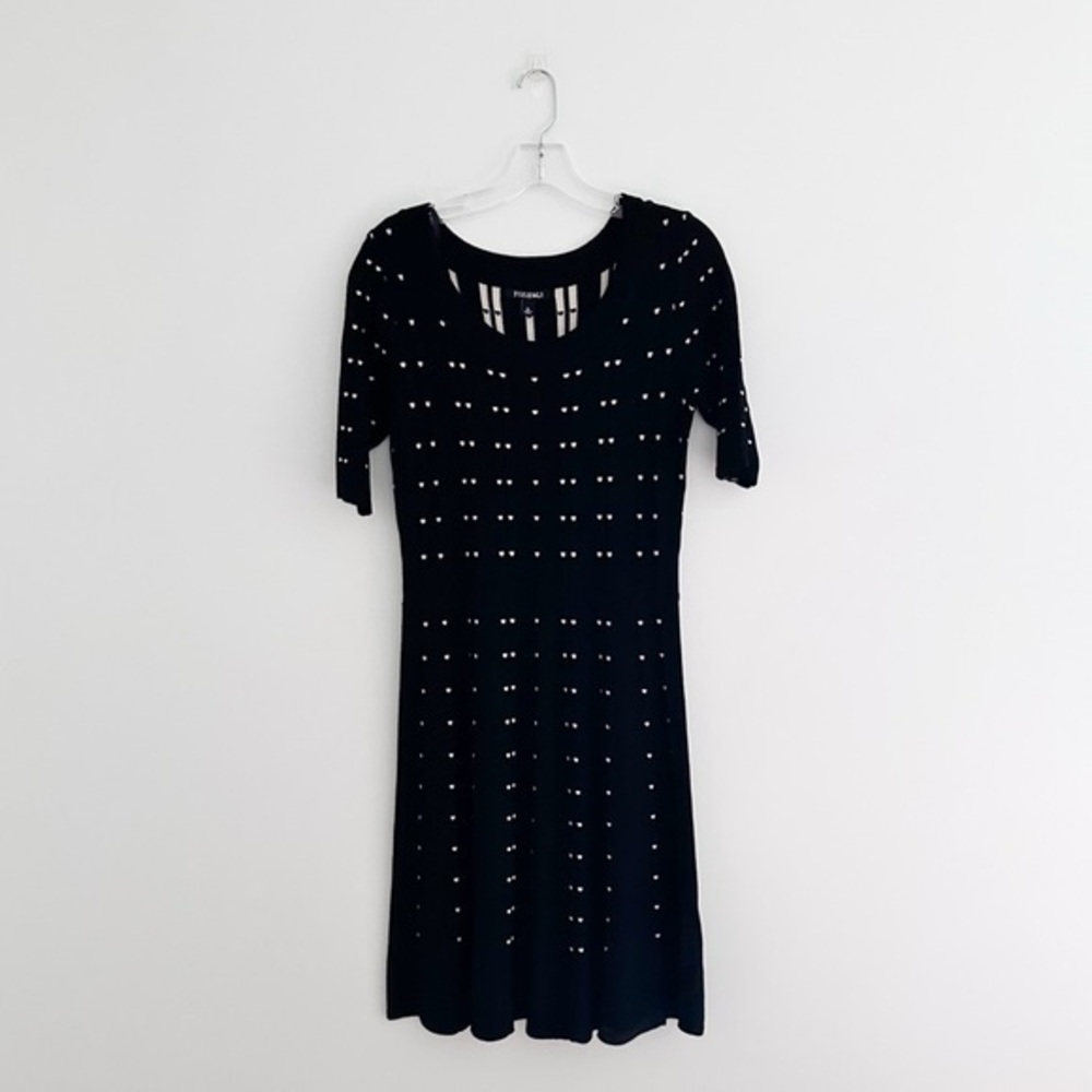 Roz & Ali Black Textured Knit Sweater Dress Size XL